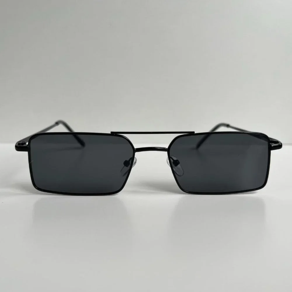 Vintage Y2K 90s 2000s slim square black trim sunglasses